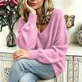 thumbnail image 7 of Chiccall Fall Sweaters for Women Oversized V‑Neck Long Sleeve Knit Pullover Top Winter Fashion Lantern Sleeve Solid Sweater, 7 of 7