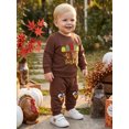 thumbnail image 5 of Cjfdfy Toddler Baby Boy Girl Thanksgiving Outfit Little Turkey Print Long Sleeve Sweatshirt And Pants 2 Pcs Set Little Baby Cute My First Thanksgiving Fall Winter Outfit 6M-4Y, 5 of 9