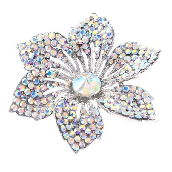 Crystal Rhinestone Flower Brooch