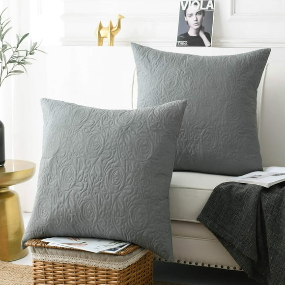 MarCielo 2 Pack Euro Sham Covers Euro sham 26x26 Grey Euro Sham 26 x 26 inches (Grey)
