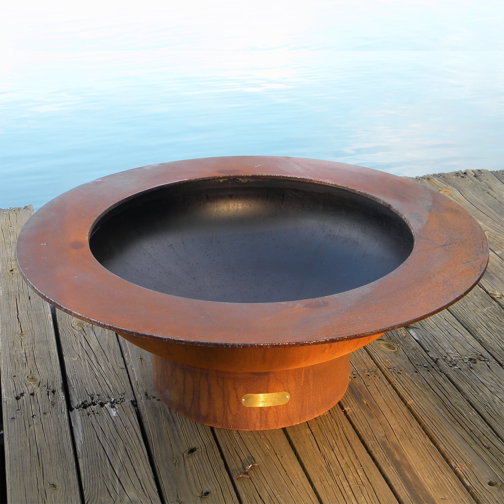 Magnum Natural Gas Fire Pit Bowl Outdoor Patio Furniture Steel Firepit Iron Oxide Finish Includes Brass Burner Match Lit 50lbs Lava Rock Flex Line Kit and Plate