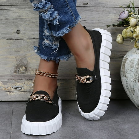

DAETIROS Womens Shoes Wide Width Solid color Casual Breathable Fashion Womens Shoes Black Size 6