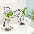 thumbnail image 2 of Pretty Comy Hydroponic Plant Vases Cute Cat Flower Pot Transparent Vase Iron Frame Glass Tabletop Plants Home Bonsai Decor Style 3, 2 of 6