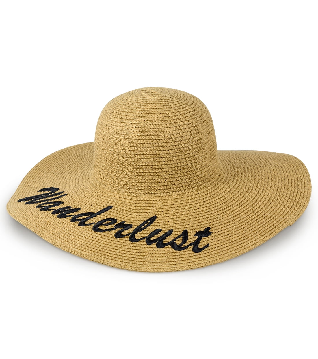 Women's Adult Embroidered Straw Floppy Sun Hat