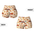 thumbnail image 5 of Lsque Pumpkins On Red Car And Tractor Pattern High Waisted Biker Shorts for Women-Tummy Control Fitness Athletic Workout Running Yoga Gym Shorts,Moisture-Wicking-Small, 5 of 9
