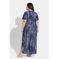 thumbnail image 4 of CASSIE LIZ Plus Size Short Sleeve Dress 3X V Neck Maxi T Shirt Dress Casual Blue Tie Dye Sundress Loose Fit for Women Spring Summer Dress with Pocket 3XL 22W 24W, 4 of 7