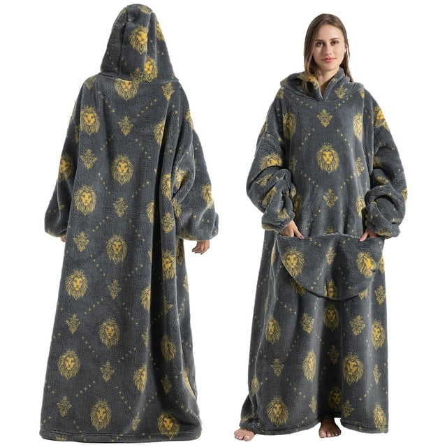 Oversized Blanket Hoodie Large Pocket Warm Cozy Hooded Blanket Sweatshirt Cute Print Wearable Hooded Blanket Unisex Hoodie Sweater Blanket Giant Hooded Blanket Wearable Blanket Adults Hom