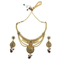 Mogul Ethnic Bollywood Jewelry Set Bohemian Coin Statement Bib Necklace