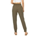 thumbnail image 3 of Cali1850 Women's Linen Joggers Pants Oceanside Drawstring Elastic Waist Casual Lounge Tapered Leg Trousers with Pockets, 3 of 6