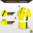 thumbnail image 4 of KwikSafety (Charlotte, NC) ENGINEER Short Sleeve Safety Shirt (Y-Neck Zipper w/POCKET) Class 2 ANSI OSHA Custom High Visibility Reflective Tape Construction Security HiViz Clothing Men | Yellow Medium, 4 of 7