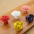 thumbnail image 2 of 1Pc Ceramic Rose Knob - Flower Pattern Door Handle for Kid's Room, Drawer, Cabinet, Dresser, Cupboard with Screw - Lovely Cartoon European Modern Simple Colorful Pull, 2 of 8