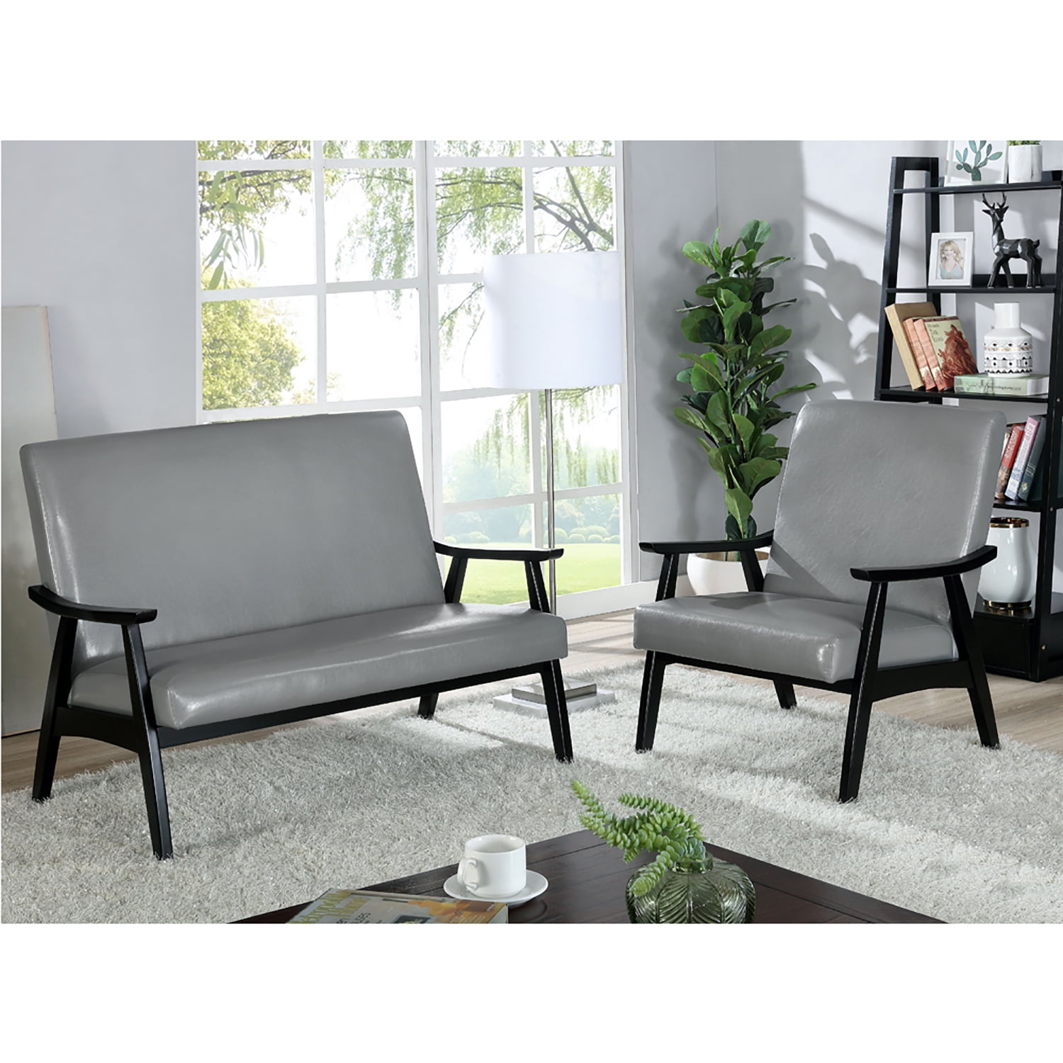 Furniture of America Kikee Loveseat, Light Gray