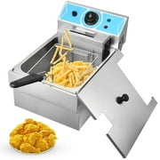110V Commercial Electric Fryer Stainless Steel Handle Basket 8L Immersion Element Deep Fryer with Temperature Control for Restaurant Home Kitchen