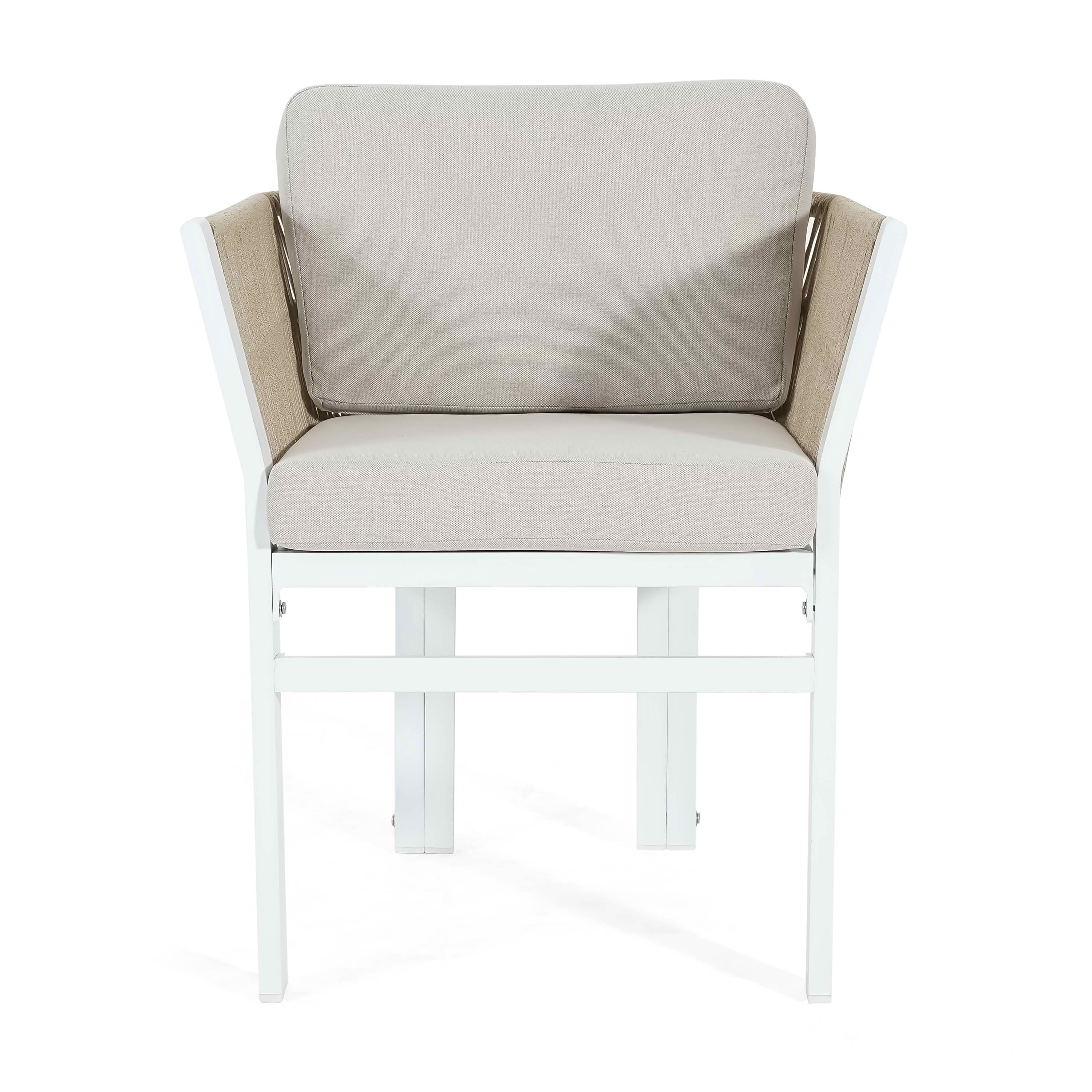 MAYEERTY Set of 2 Patio Aluminum Outdoor Chairs with Rattan Accent & Weather-Resistant Cushions