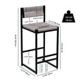 thumbnail image 5 of Modern Bar Stools 2 Piece Set with Footrest, Counter Height Bar Seat with Handmade Paper Rope Crafted Backrest and Cushion, Farmhouse Style Design for Kitchen Island, Bar and Counter, Grey, 5 of 9