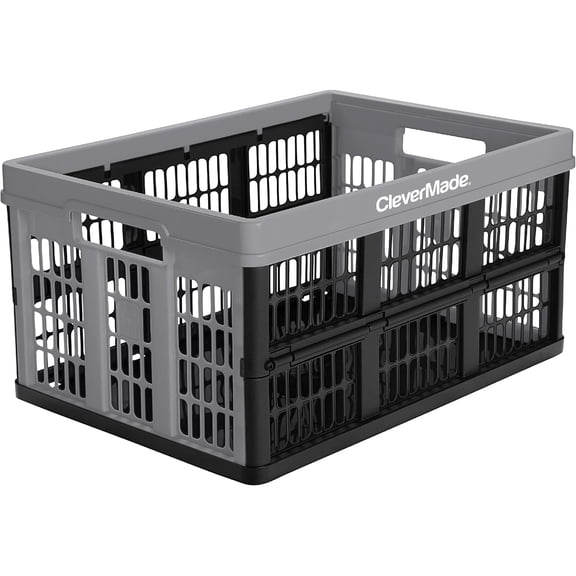 CleverMade Collapsible 45L Plastic Utility Crate, Stone 1 Pack