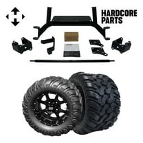 Hardcore Parts 6" Drop Axle Lift Kit for EZGO MPT/WORKHORSE 1200 (2001.5-2013) Golf Cart with 12" Black 'Night Stalker' Wheels and 22"x11"-12"  DOT rated Mud-Terrain/All-Terrain tires
