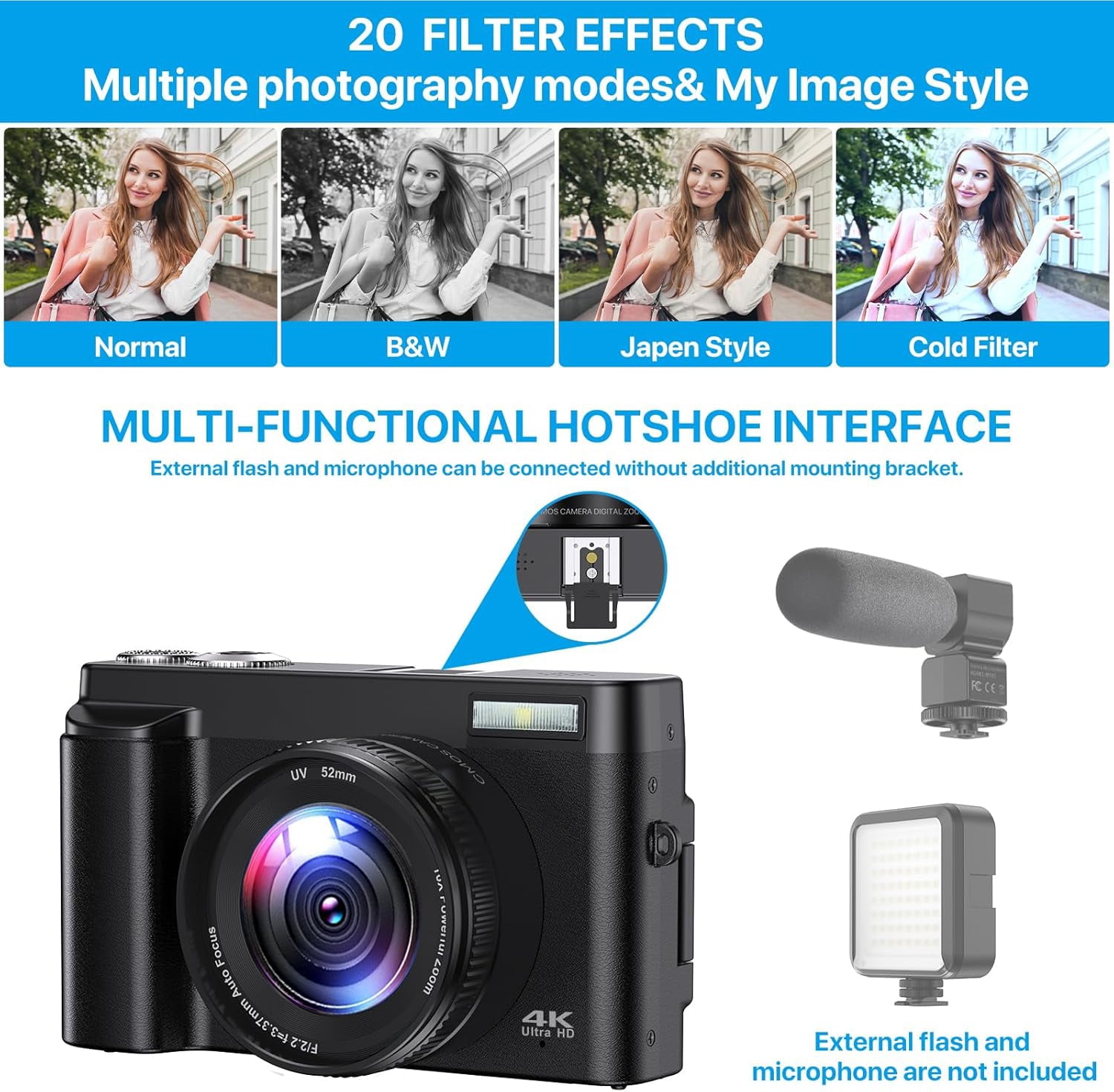 ACTITOP Digital Camera 4K 48MP Autofocus Vlogging Camera for Youtube with 180° Flip Screen, 32GB SD Card, 16X Zoom, Beginner Video Camera for Travel,TikTok