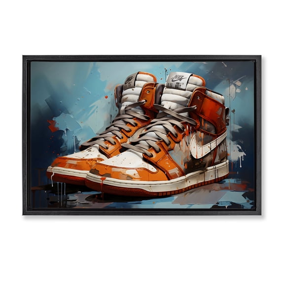 Stupell Industries Contemporary Red & White Sneakers Splash Black Floating Frame Canvas Art, 25 x 17, by Creative Studio