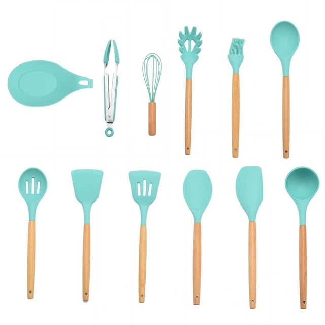 Juego de utensilios de cocina de silicona de 12 uds, utensilios de cocina resistentes al calor, utensilios de cocina antiadherentes, herramientas para hornear con caja de almacenamiento Adepaton 2026583-15