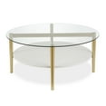 thumbnail image 5 of Evelyn&Zoe Otto 36" Wide Round Coffee Table with MDF Shelf, Brass/White Lacquer, 5 of 10