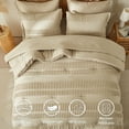 thumbnail image 3 of Flymme Khaki Comforter Set Queen Size Boho Bedding Shabby Chic 7-Piece Bed in a Bag Pom Pom Textured Comforter Set with Sheets for All Season, 3 of 8