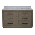 thumbnail image 4 of Avery 60" Double Bathroom Vanity with Gray Oak Cabinet and Carrara Marble Top, 4 of 6