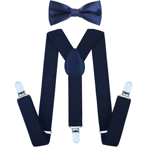Kids Suspenders Bowtie Sets Adjustable Suspender with Bow Tie for Boys and Girls