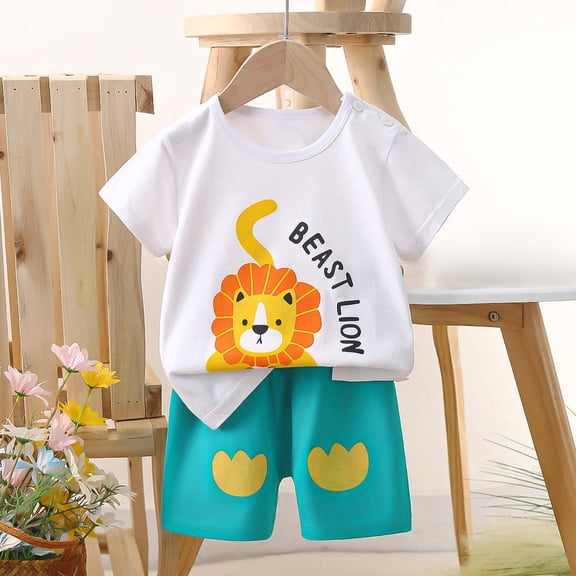 Piuwrlz Girls Short Sets Boy Girl Outfit Set Suummer Crew Neck Cotton T-Shirt and Shorts Set Multicolor Size 7-8 Years