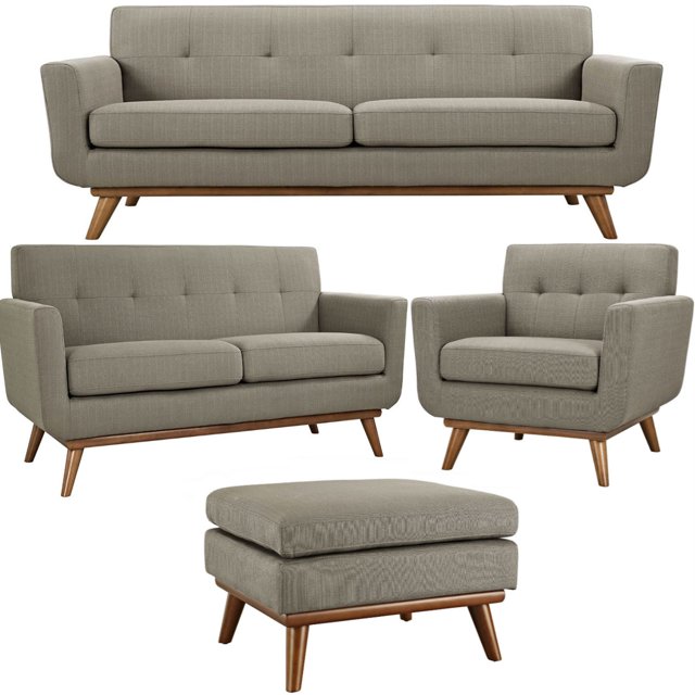 Modway Engage MidCentury Modern Upholstered Fabric Sofa, Loveseat, Arm