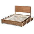 thumbnail image 4 of Baxton Studio Aras Lit Complet en Bois Fini Noyer avec 3 Tiroirs, 4 of 8