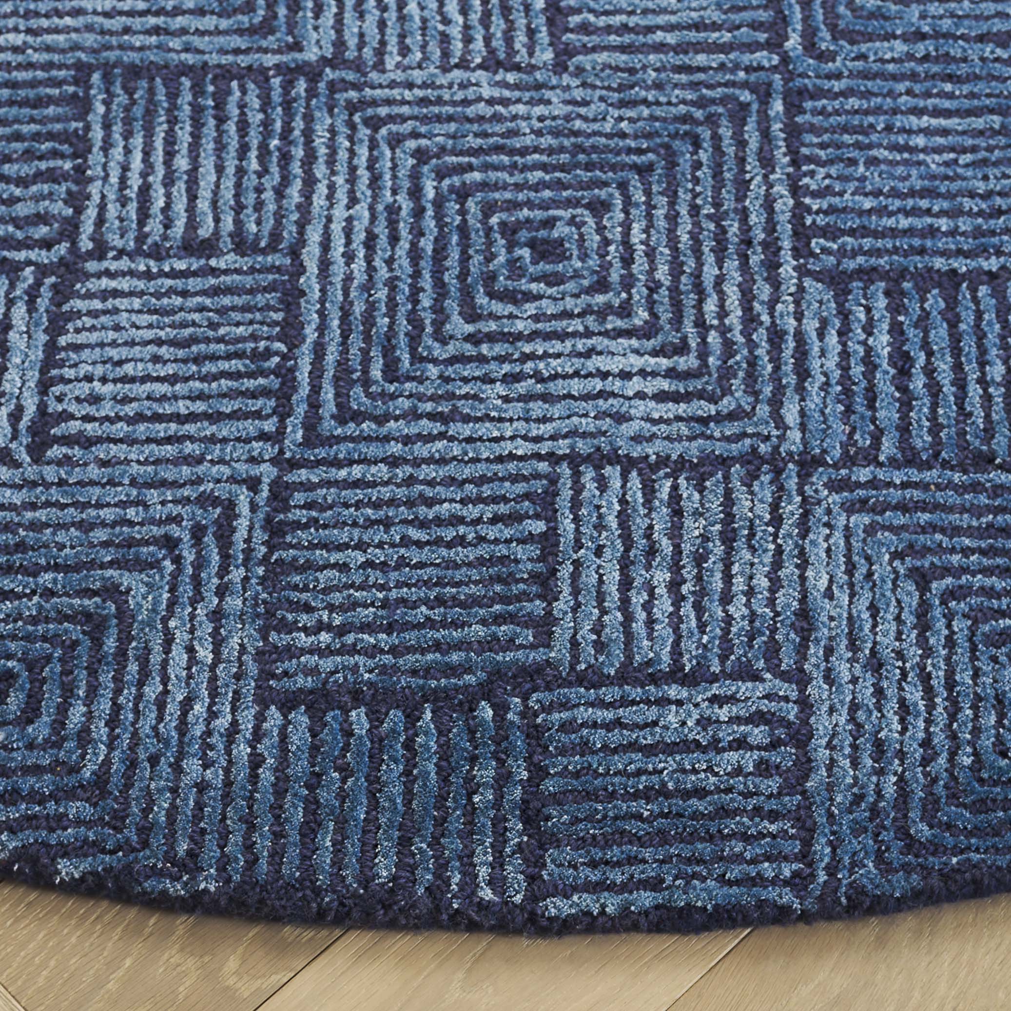 SAFAVIEH Glamour Damhan Geometric Area Rug, Navy, 6' x 6' Round