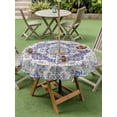 thumbnail image 3 of Blue Purple Boho Outdoor Tablecloth - 60 Inch Round Dining Table Cover, Vintage Abstract Art Floral Ethnic Tribe Waterproof Outdoor Table Cloth with Umbrella Hole & Zipper for Picnic/Patio/Party, 3 of 7