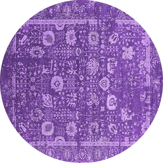 Ahgly Company Indoor Round Oriental Purple Industrial Area Rugs, 3' Round