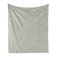 thumbnail image 1 of Antique Soft Flannel Fleece Blanket, Geometrical Flower Motifs on Stripes with Weathered Look Victorian Style, Cozy Plush for Indoor and Outdoor Use, 60" x 80", Sage Green and Beige, by Ambesonne, 1 of 6