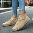 thumbnail image 2 of Juosiy Ankle Boots for Women Stitched High Top Canvas Dress Shoes Comafortable Slip On Sneakers, 2 of 8
