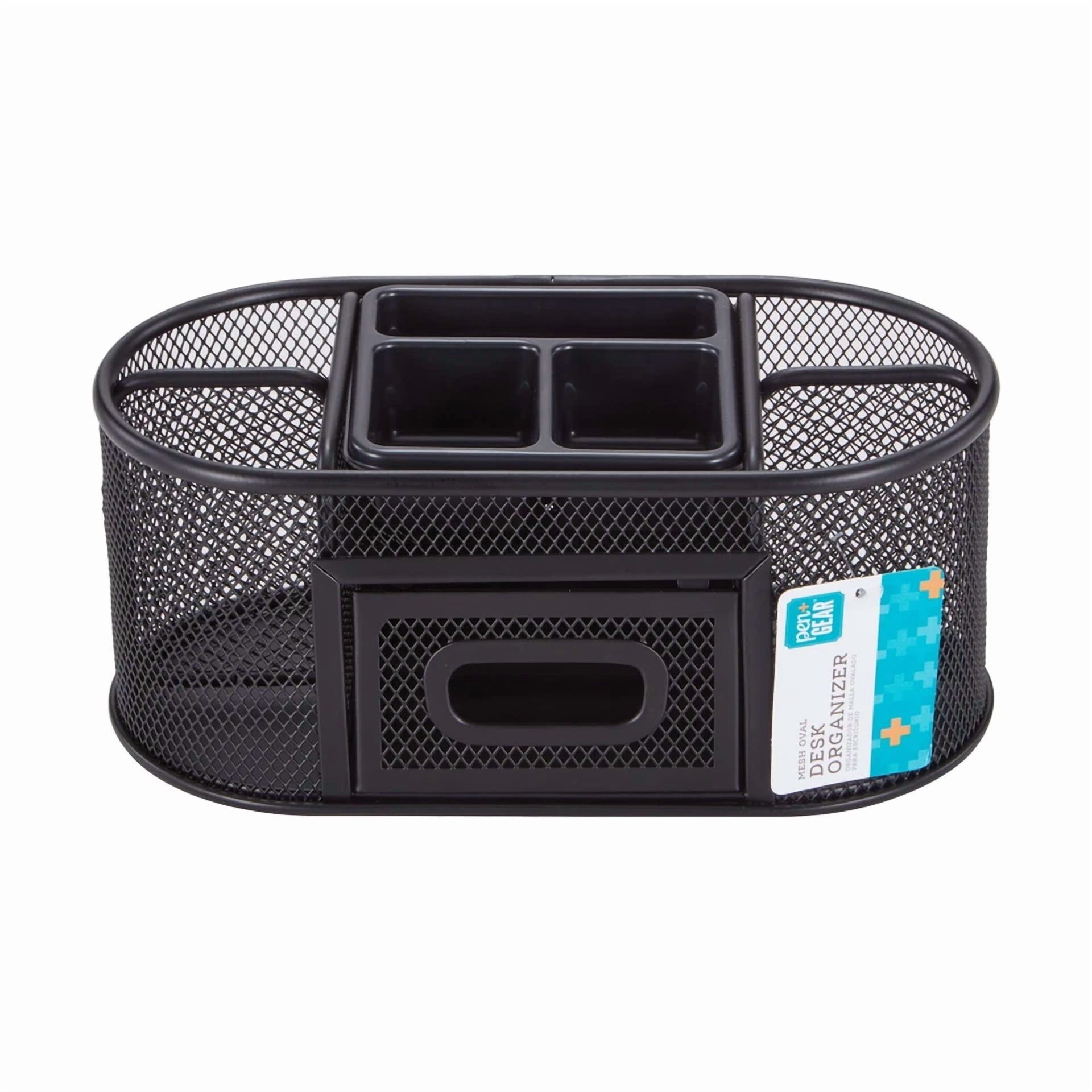 Metal Mesh Desktop Organizer 8 Compartment Storage Pen Pencil Box Open Drawer Us