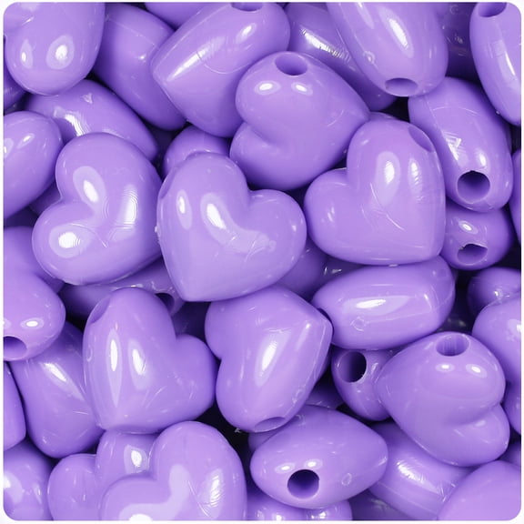 BeadTin Lilac Opaque 18mm Heart Pony Beads (24pcs)