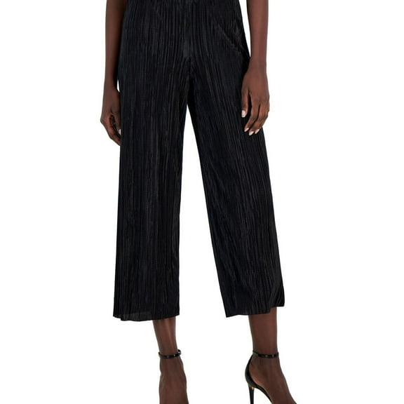 Anne Klein Womens Mini-Pleated Knit Dress Pants, Black, X-Large