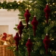 thumbnail image 7 of 2026 Christmas Indoor Decoration Flocked Finial Christmas Tree Ornaments 6Pcs Vintage Hanging Spire Drop Baubles Assorted Shapes For Xmas Party Decor, 7 of 7