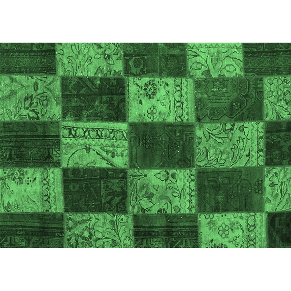 Ahgly Company Indoor Rectangle Patchwork Emerald Green Transitional Area Rugs, 2' x 4'