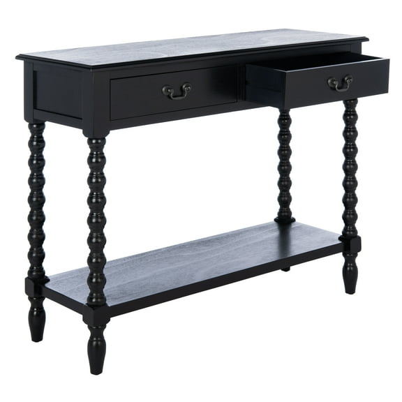 SAFAVIEH Athena French 2-Drawer Black Wood Rectangle Console Table (35.5 in. W x 13 in. D x 29.5 in. H)