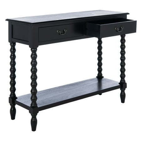 SAFAVIEH Athena French 2-Drawer Black Wood Rectangle Console Table (35.5 in. W x 13 in. D x 29.5 in. H)