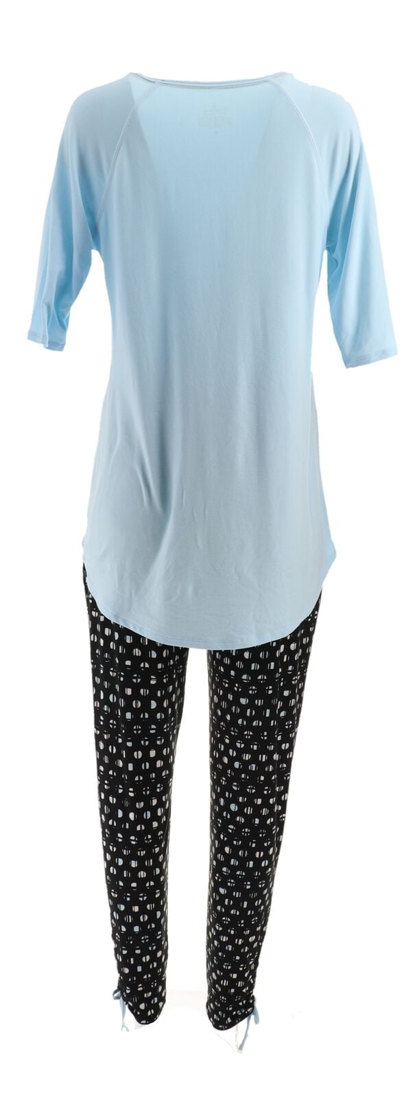 Cuddl Duds Short Slv Tee Cropped Pant Set Opal Grn Cactus L NEW A346880