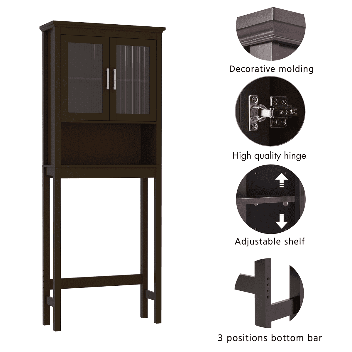 STAROUS Freestanding Bathroom Organizer with Tempered Glass - Espresso