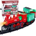 thumbnail image 3 of Christmas Train Toy - Light  Music  Battery Powered  Electric Rail Car Set with Steam Locomotive Engine, 3 of 7
