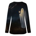 thumbnail image 4 of Patlollav Plus Size Halloween Womens Tops Sexy Fashion Long Sleeve Round Neck Ruched Blouse, 4 of 6