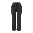 thumbnail image 4 of WTXUE Women's Pants, Womens Trousers Women High Waisted Wide Leg Pants Drawstring Elastic Trousers Comfy Straight Leg Long Pants with Pockets, Slacks Pantalones De Mujer, 1-Grey, 4 of 6