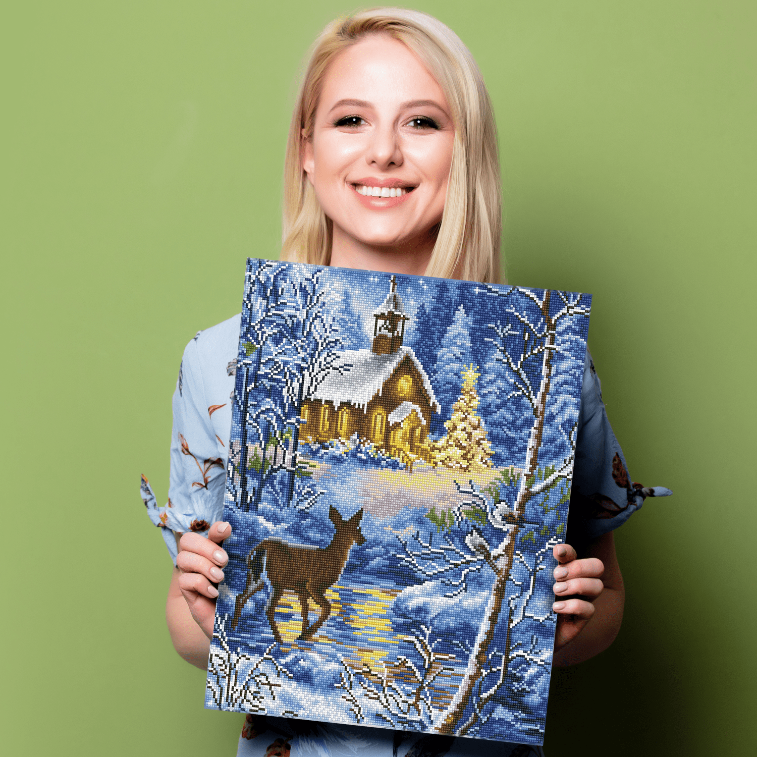 Diamond Dotz Chapel in the snow Diamond Painting Kits for Adults - Diamond Art Kits a Relaxing Creative Craft Kit with Dotz Gems 16.1x20.1