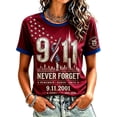 thumbnail image 2 of 9/11 25th Anniversary Shirt Womens WE Will Never Forget Tee Shirts | Lightweight Fabric, Crew Neck Short Sleeve Tops, American Flag, 2001-2026 25Th Anniversary Tops, Patriotic Honor Tee Shirt,3XL, 2 of 4
